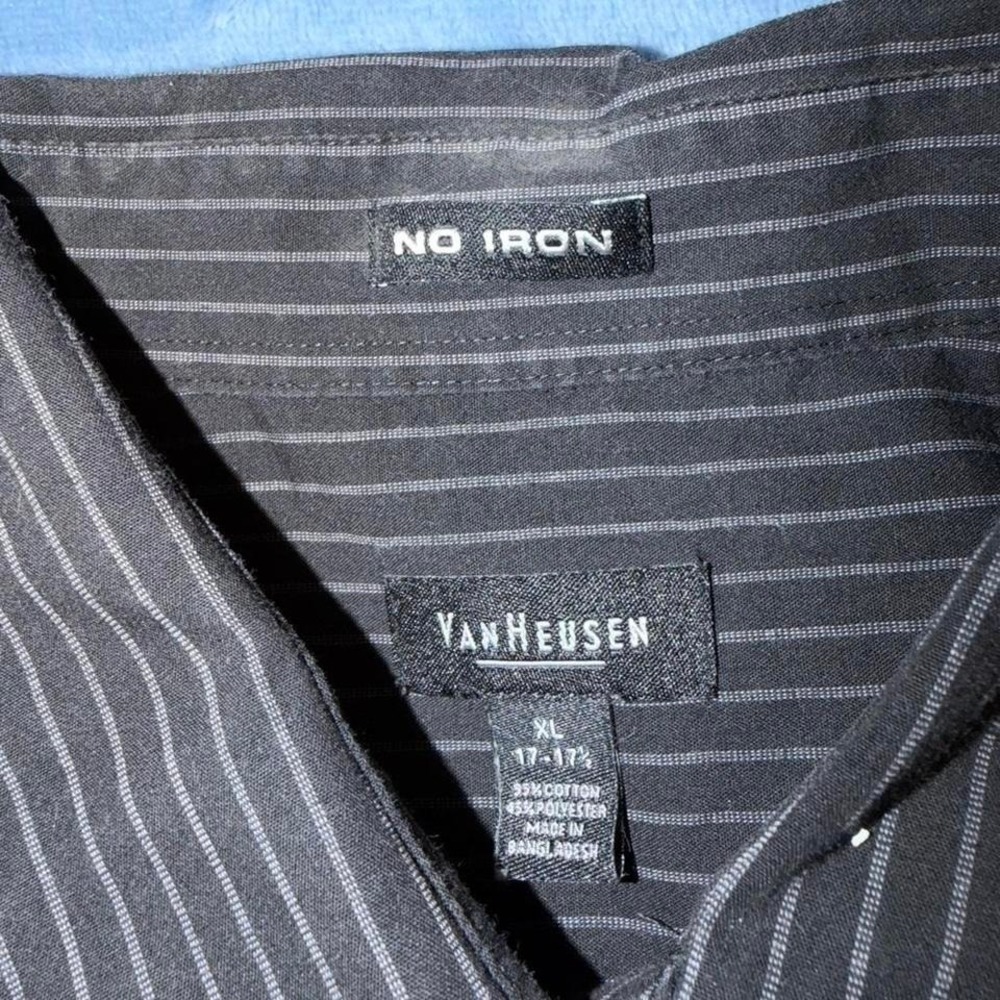Van Heusen‎ black & white striped button up shirt Size XL
